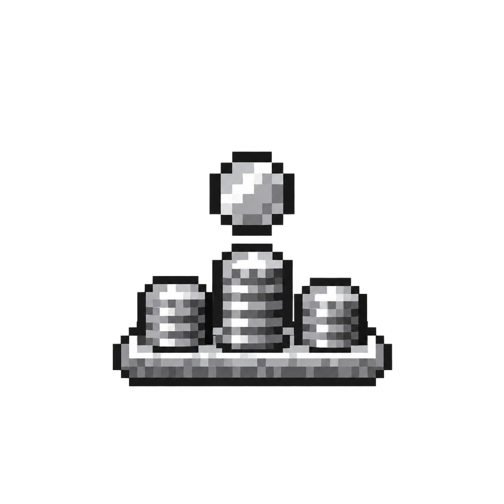 Pixel-art stack of silver coins